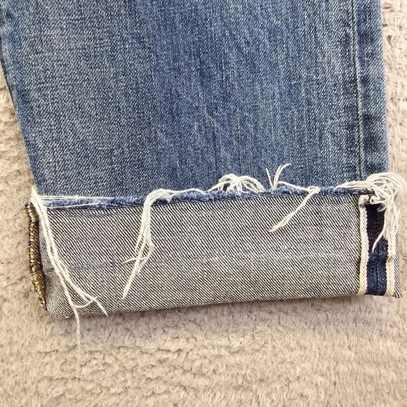 J Crew Point Sur Denim Jeans Womens 29 Selvedge Y2K Grunge Cuffed Distressed - Picture 5 of 16
